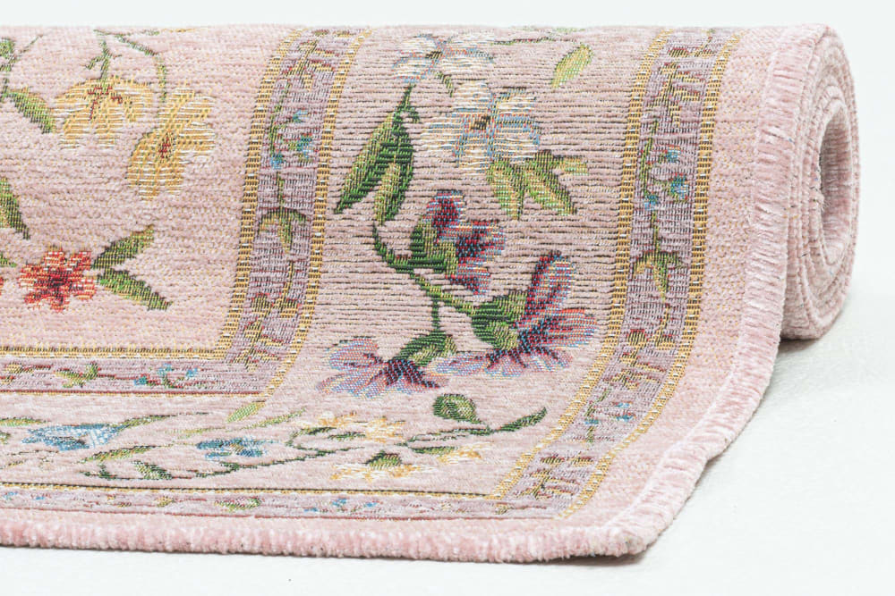 Tapis floral tissé plat - rose 140x200 cm — vue 3
