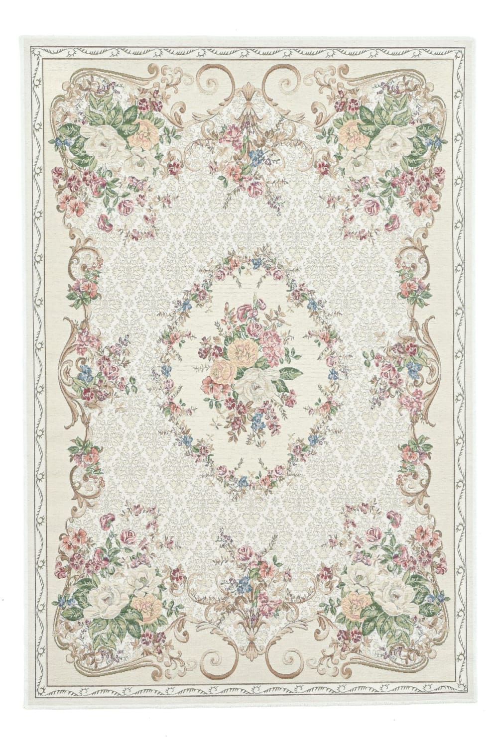Tapis aubusson très détaillé - beige 70x120 cm