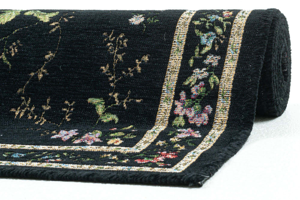 Tappeto in poliestere tessuto a macchina - nero - 120x170 cm -
