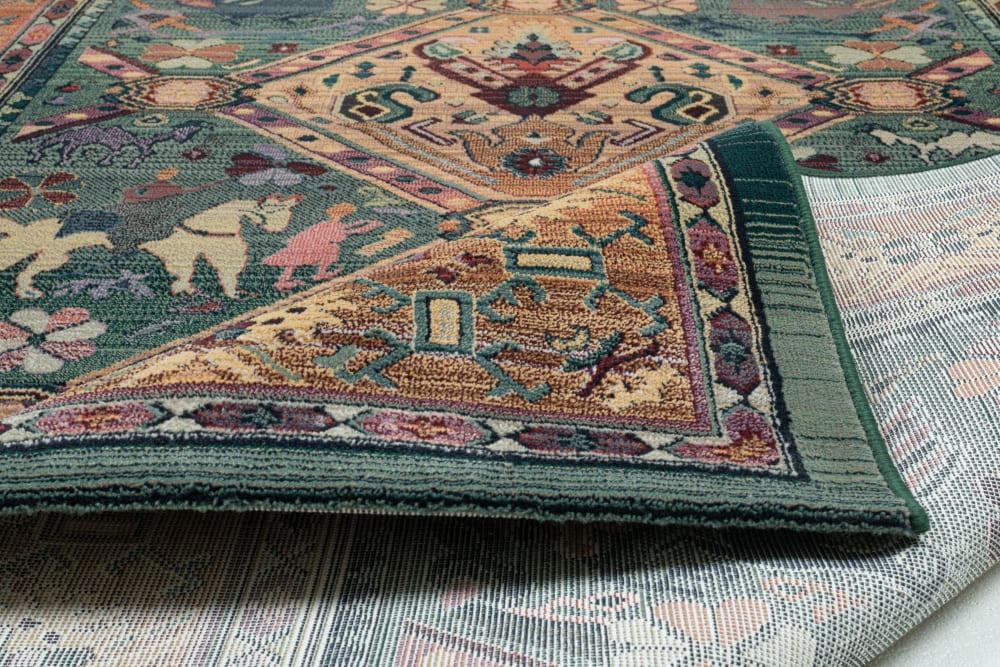 Tapis d'orient nomade tissé machine - vert 68x135 cm — vue 4