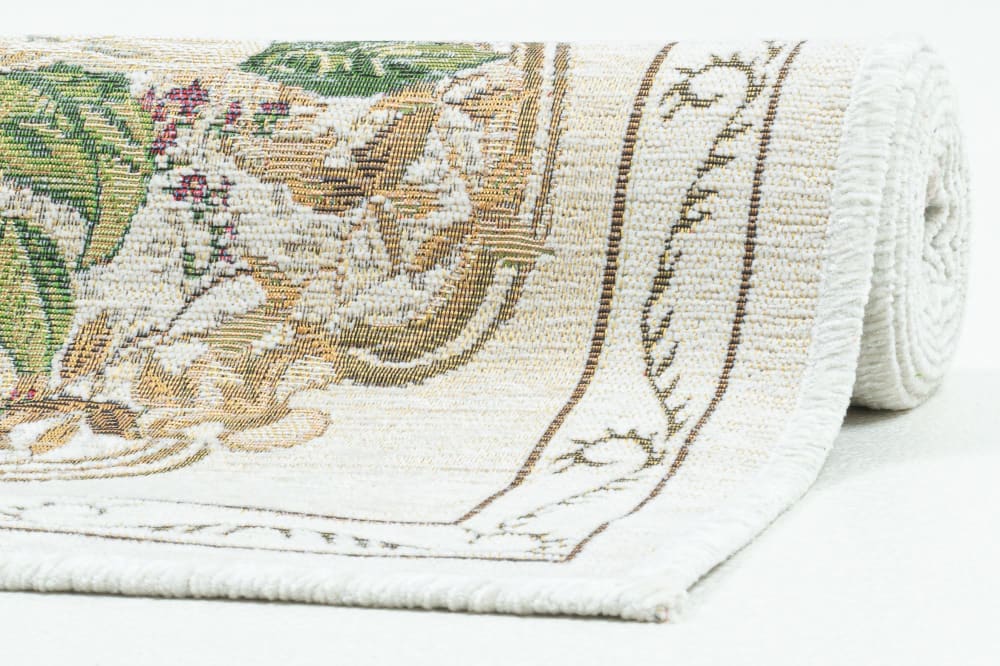 Tapis floral aubusson tissé plat - beige 60x90 cm — vue 3