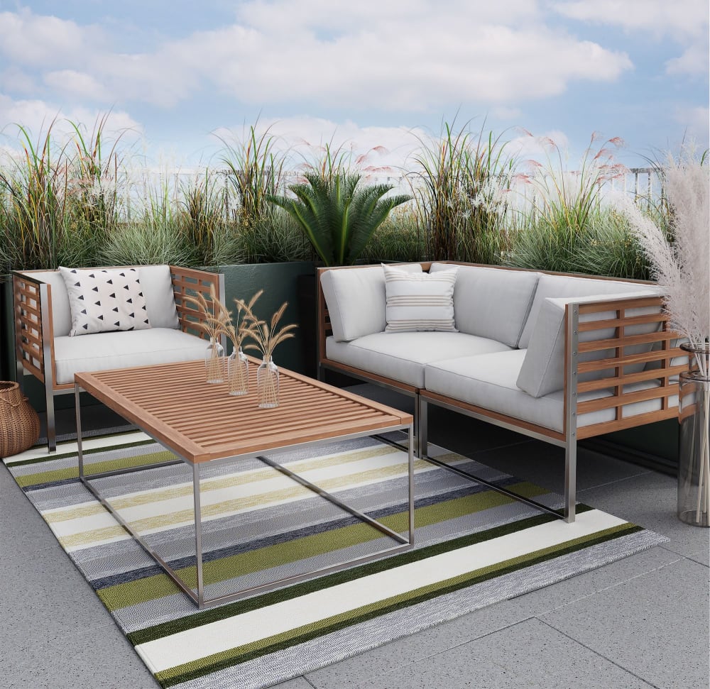 Tapis d'extérieur outdoor en polyester vert multicolore 160x230 cm