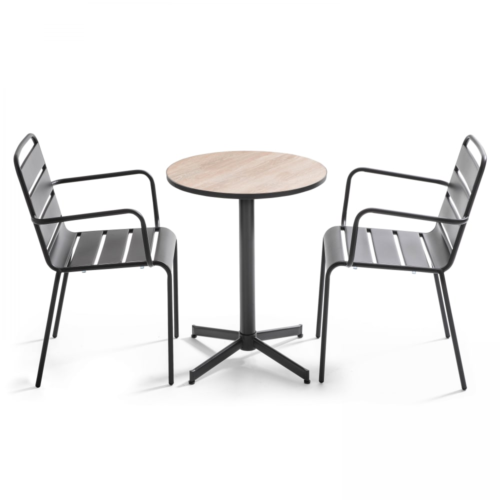 Ensemble de jardin rond 2 places marron D60