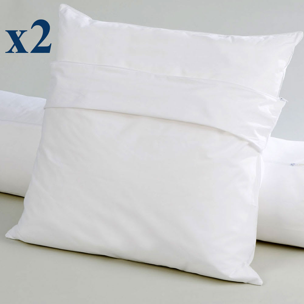 Drouault Lot de 2 protège oreillers 65x65 cm Blanc Coton