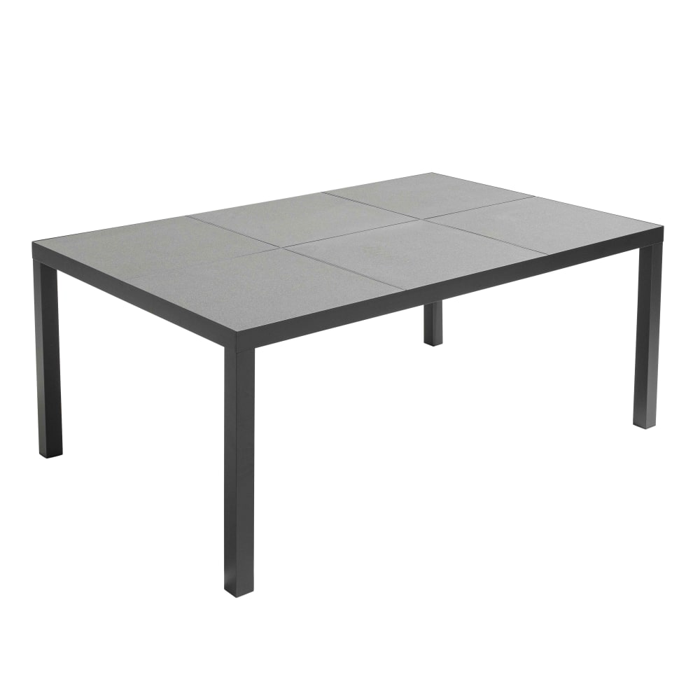 Table de jardin céramique 10 places effet béton gris