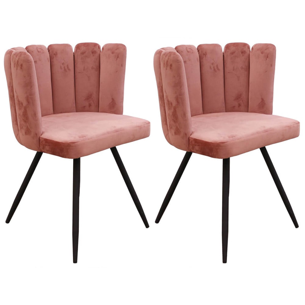 Lot de 2 chaises velours - rose