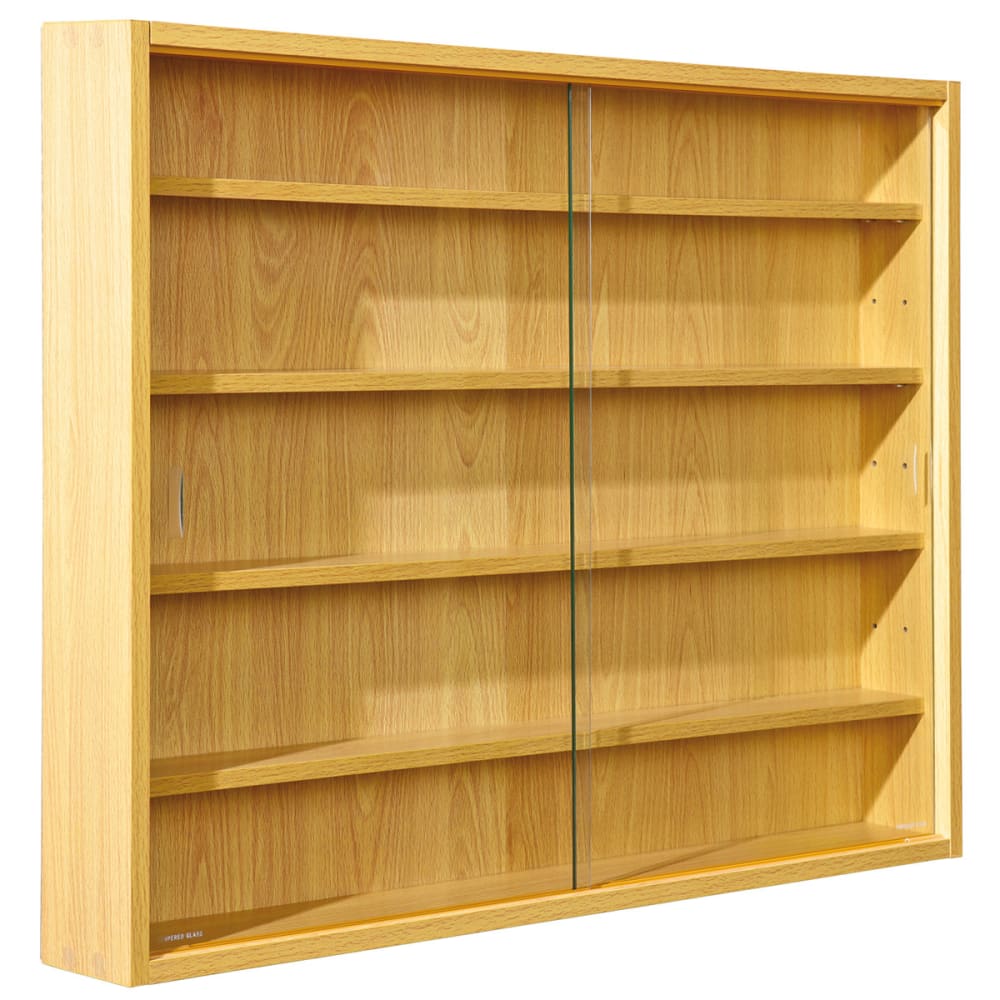 Etagère vitrine mural 2 portes coulissantes en verre