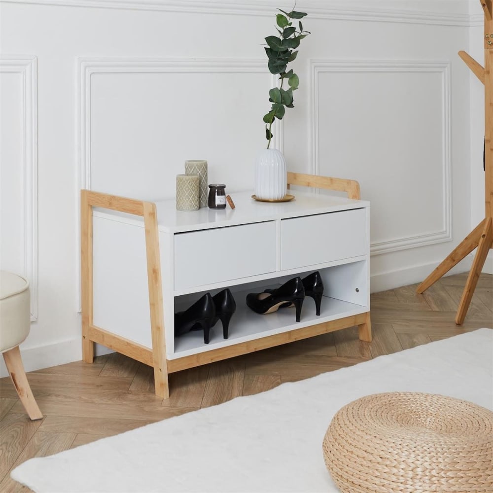 Meuble d'entrée 2 tiroirs en bambou