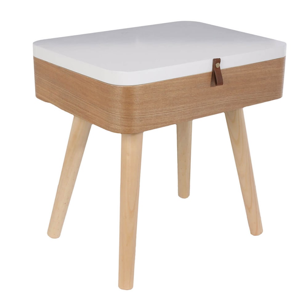 Altobuy Table de chevet 1 porte en pin massif style vintage Marron Panneau De Particules