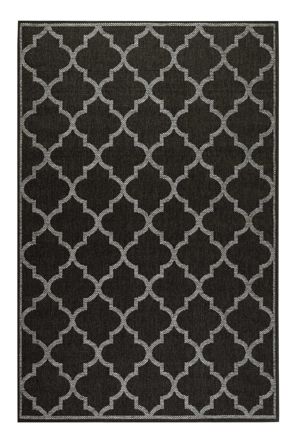 Alfombra negro con diseño oriental gris para exterior 170x120