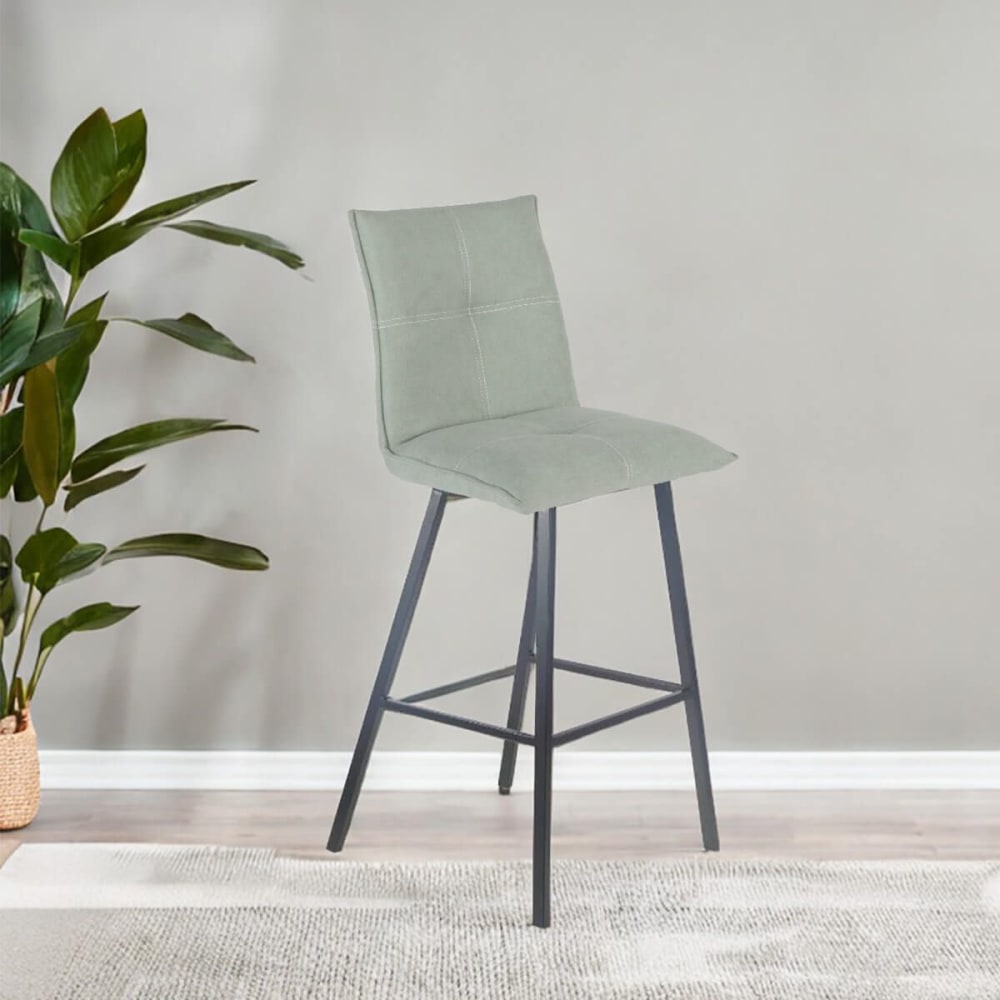 Lot de 2 tabourets de bar en coton vert et métal gris - Maisons du Monde