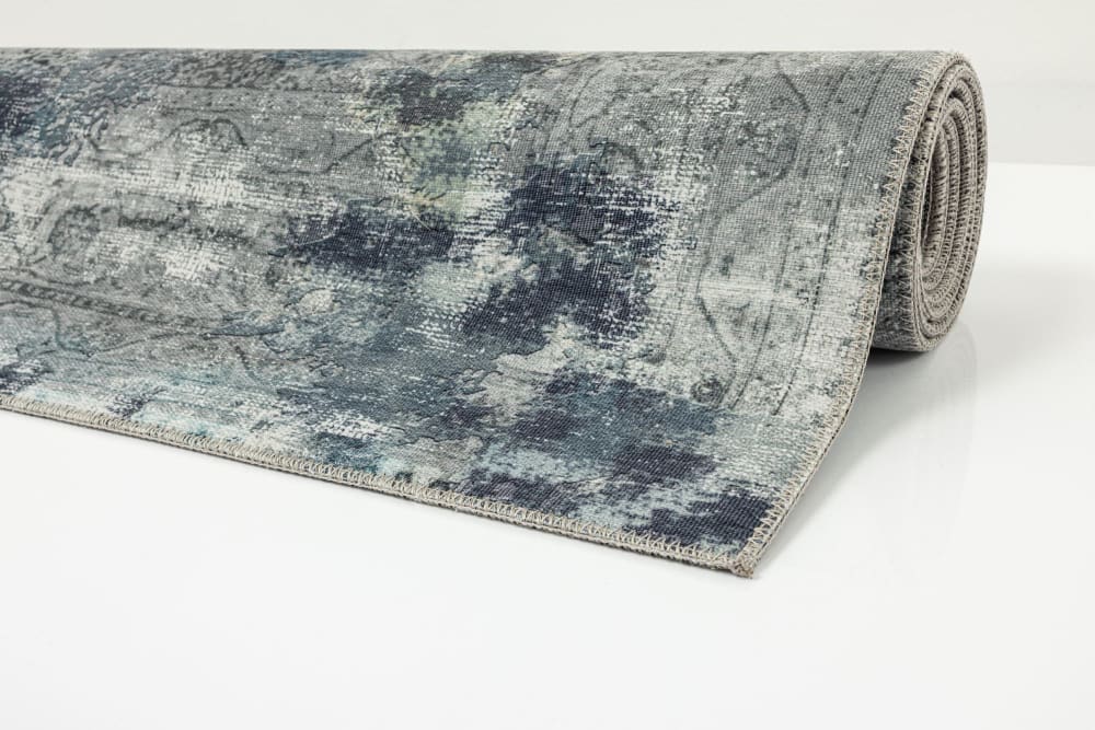 Tapis imprimé en motif vintage - bleu 140x200 cm — vue 3