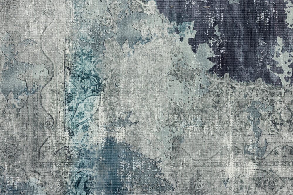 Tapis imprimé en motif vintage - bleu 140x200 cm — vue 4