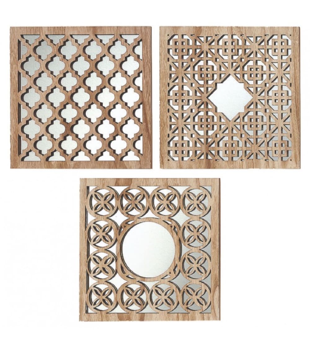 Set de 3 miroirs en bois D30