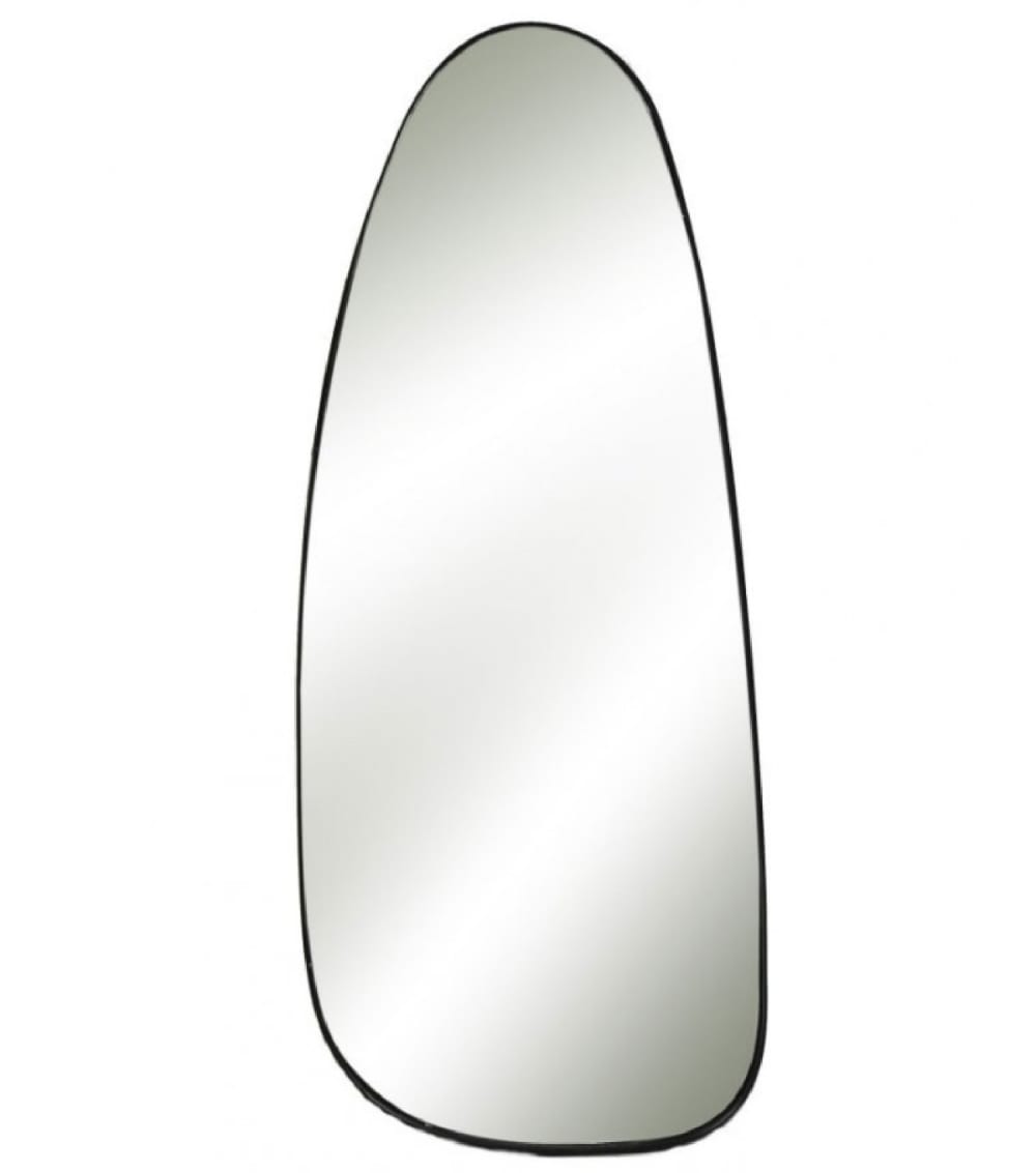 Grand miroir mural en métal noir forme galet H95cm