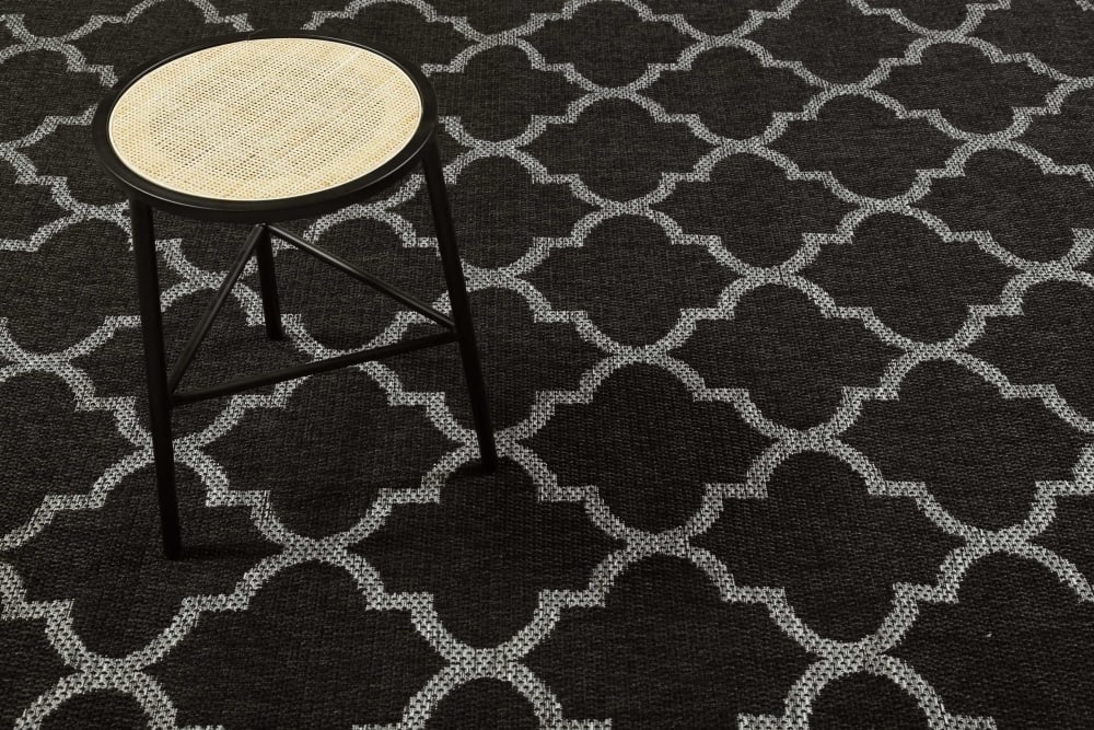 Tappeto da esterno fantasia orientale grigio e Nero 200x133 -