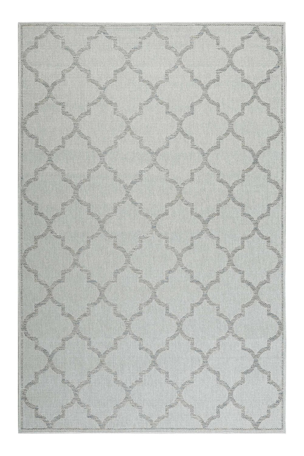 Alfombra gris con diseño oriental azul para exterior 225x160