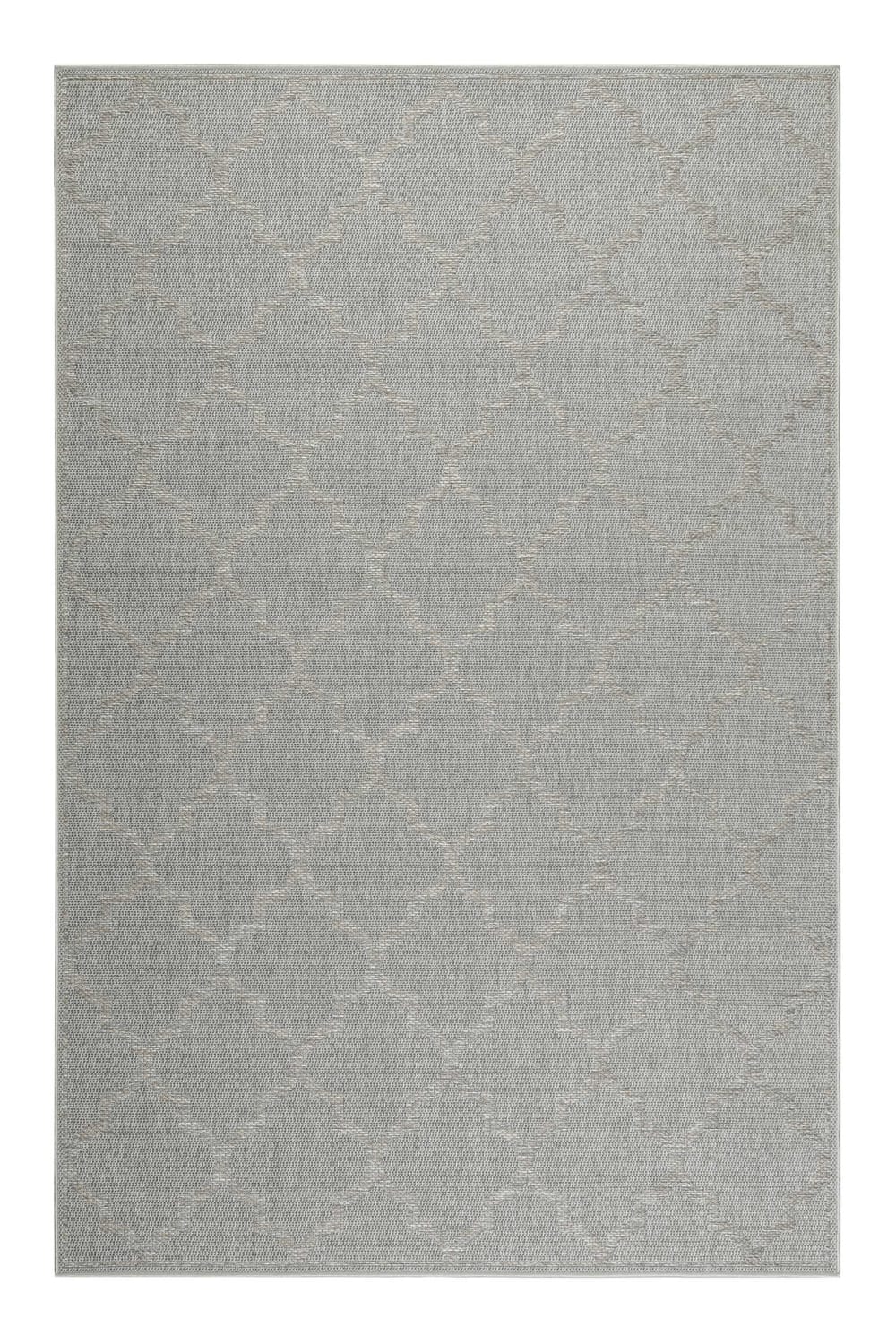 Alfombra gris con diseño oriental color beige para exterior 80x150