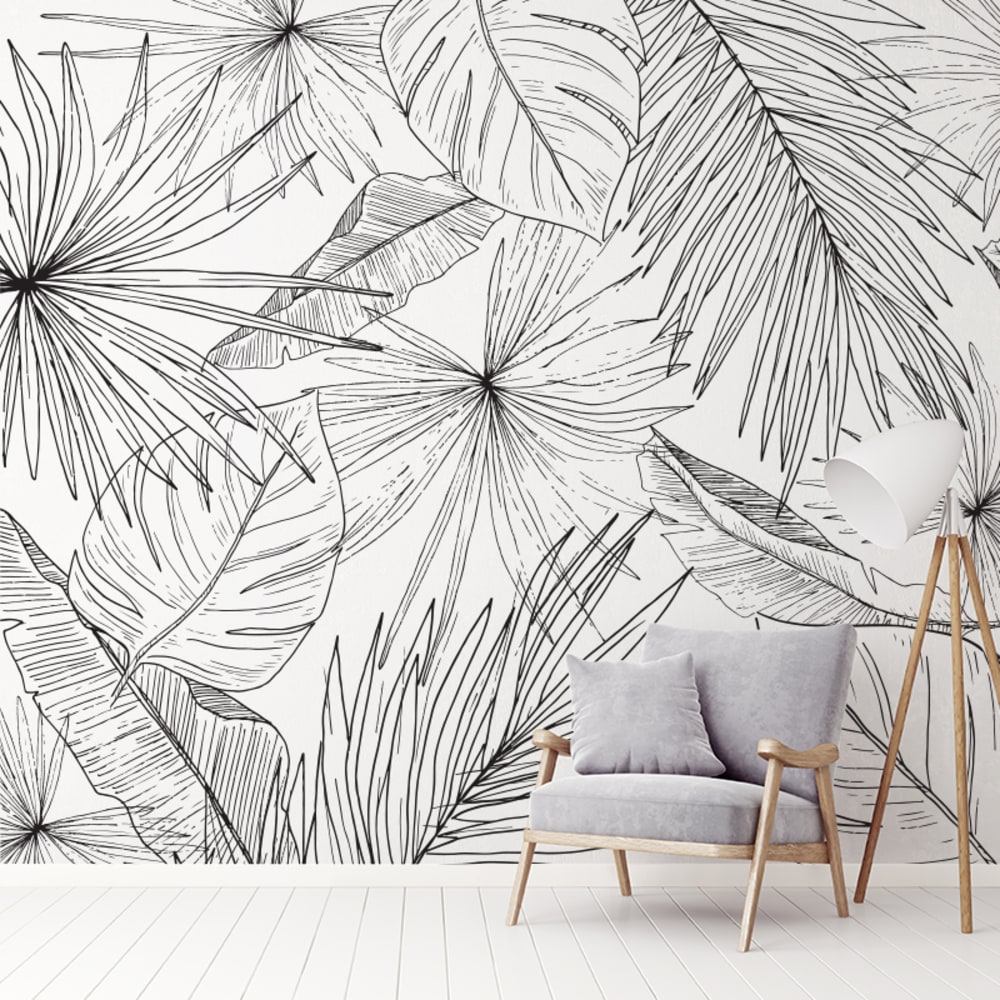 Papel pintado panorámico - lämnar svart - 7 tiras : 336 x 270 cm