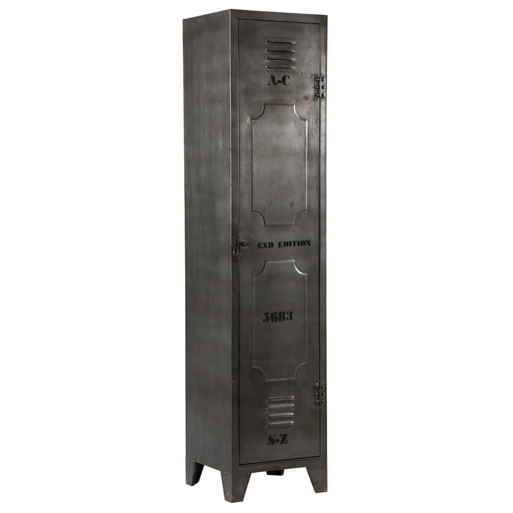 Armoire bonnetière en métal gris