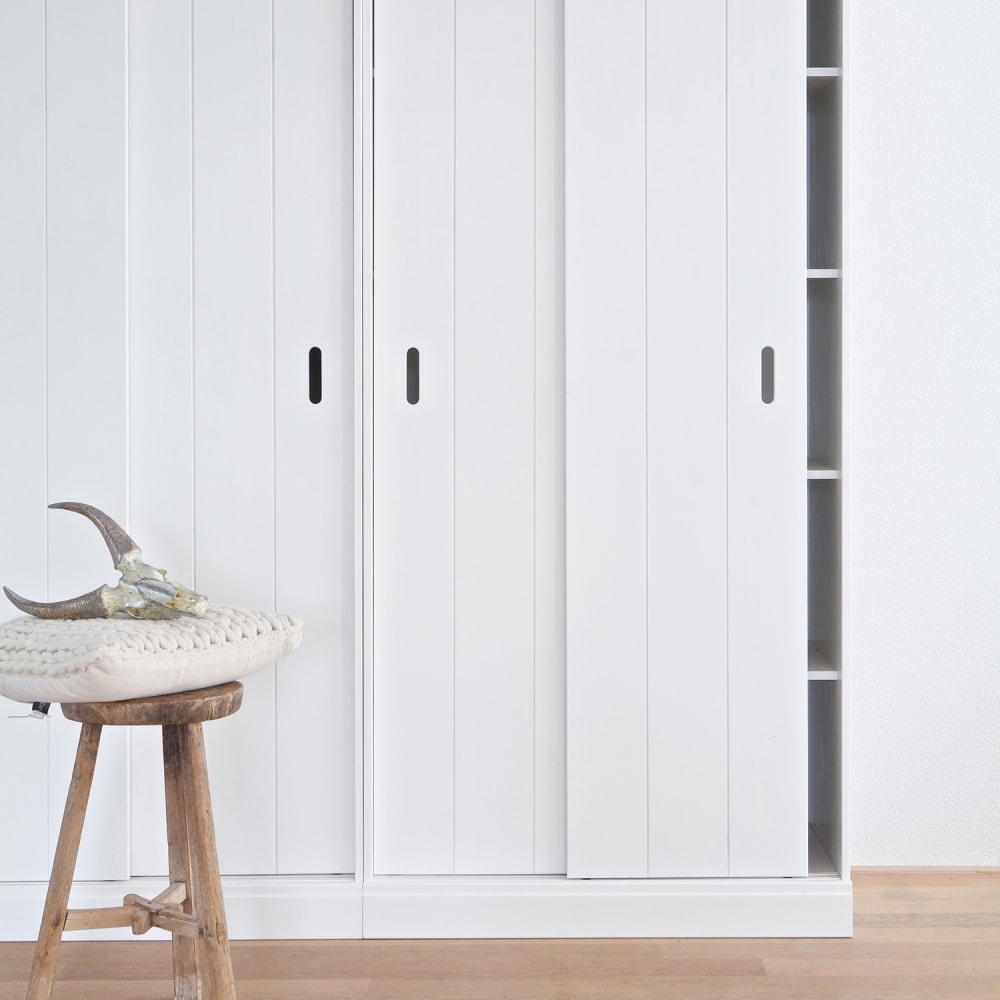 Schrank mit Scheibetüren aus Kiefernholz, Weiß - Maisons Du Monde