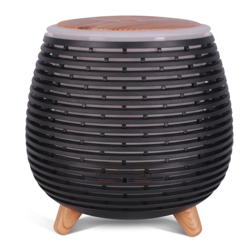 Difusor de aroma negro con conexión usb y base de color madera 12cm