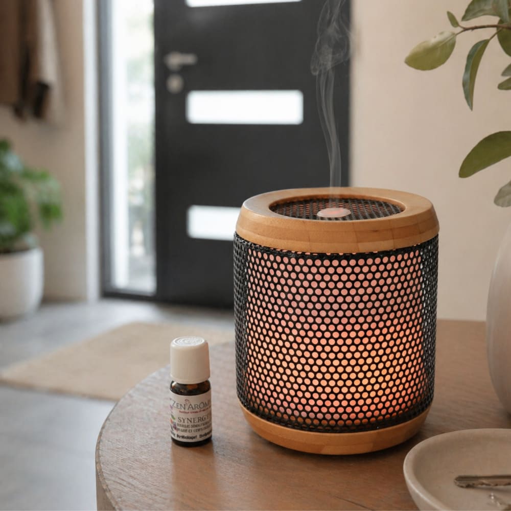 Difusor de aromas metal negro y bambú touch control - h 14 - Maisons du Monde
