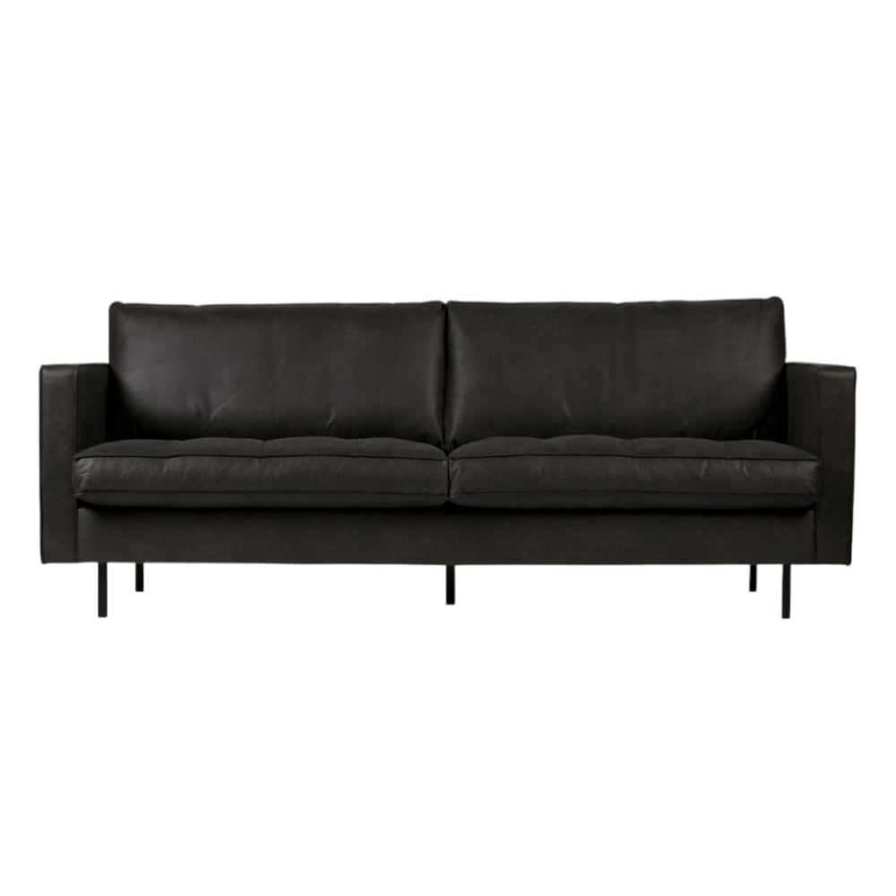 Canapé vintage 3 places - cuir noir