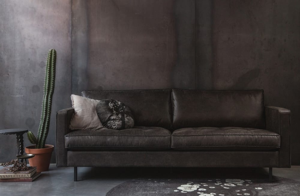 Vintage 3-Sitzer-Sofa aus Leder in Schwarz - Maisons Du Monde