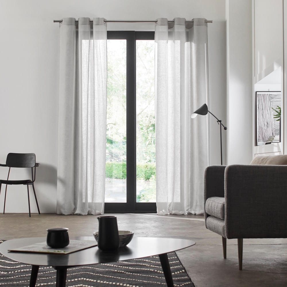 Madura Voilage en lin gris 350x298 cm style inspirations d'ailleurs Certifié Oeko-Tex