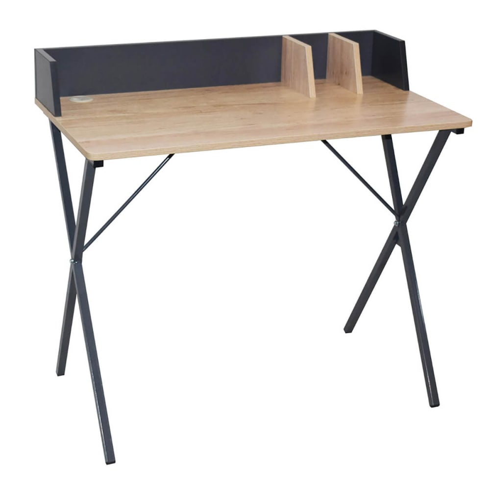 Bureau en bois et métal gris Bureau en bois et métal gris