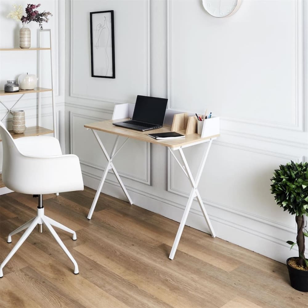Bureau en bois et métal blanc - Maisons du Monde