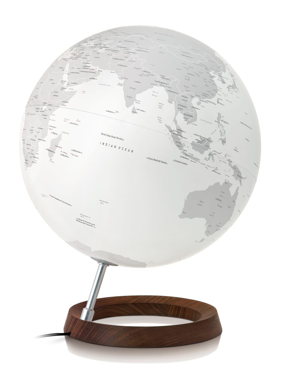 Atmosphere Globe terrestre de design 30 cm lumineux textes en anglais style contemporain Blanc Pvc - Poly Chlorure De Vinyle