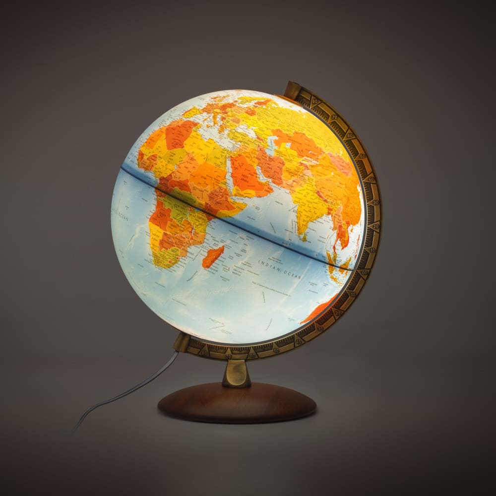 Globe terrestre 30 cm politique physique lumineux en français - Maisons du Monde