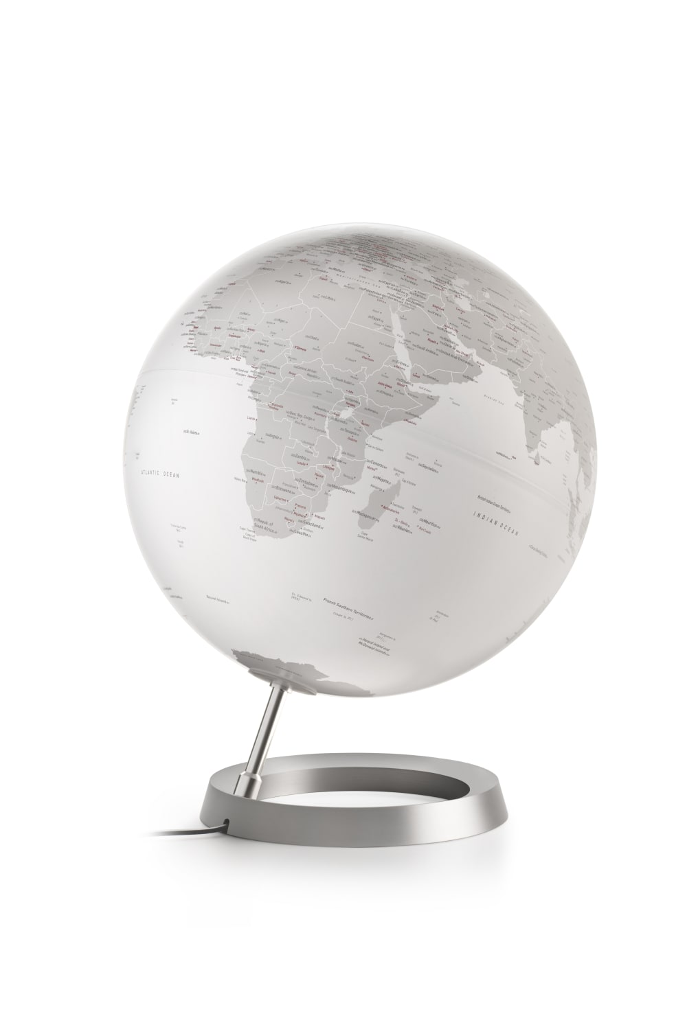Atmosphere Globe terrestre de design 30 cm lumineux textes en anglais style contemporain Blanc Pvc - Poly Chlorure De Vinyle