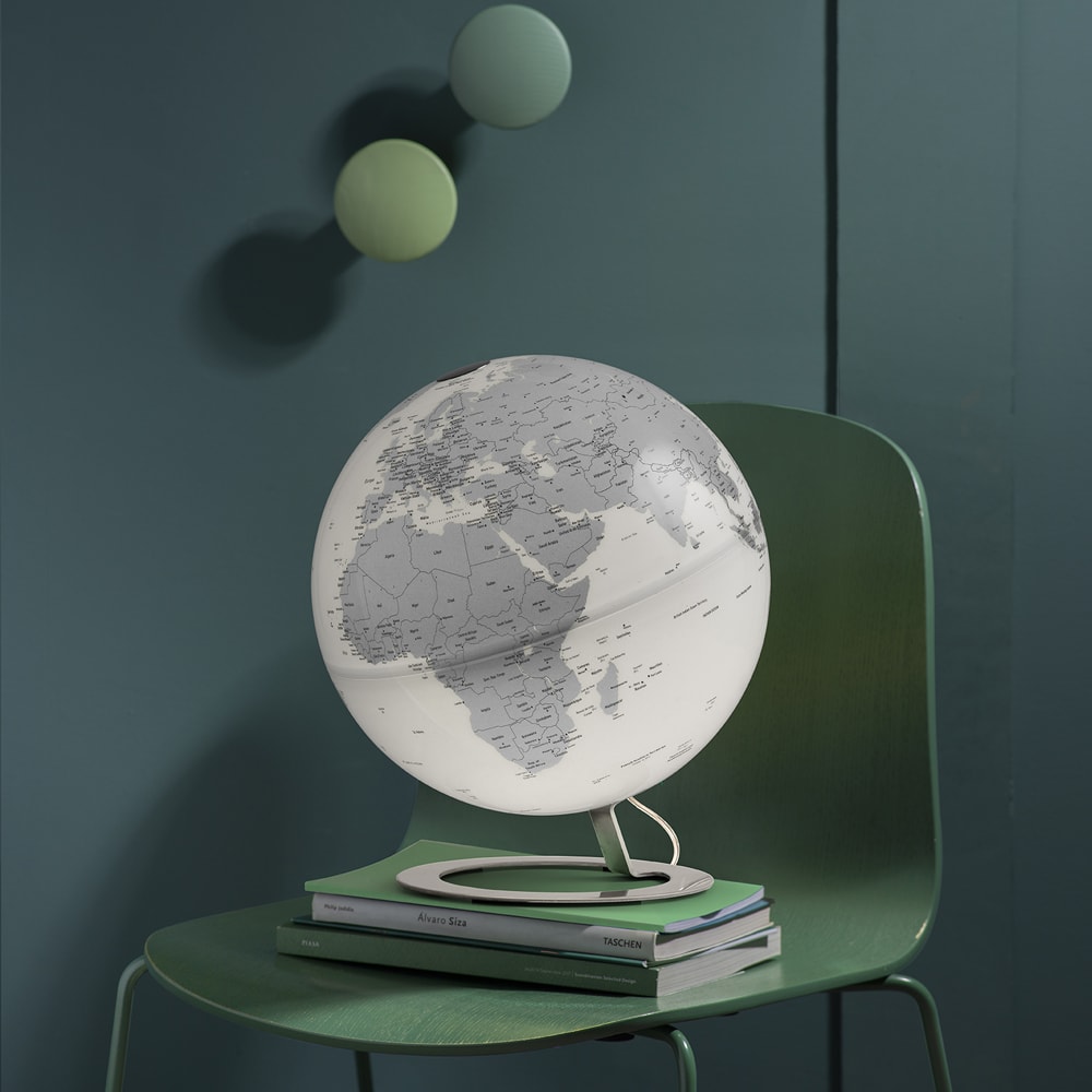 Globe terrestre de design  25 cm  lumineux  textes en anglais