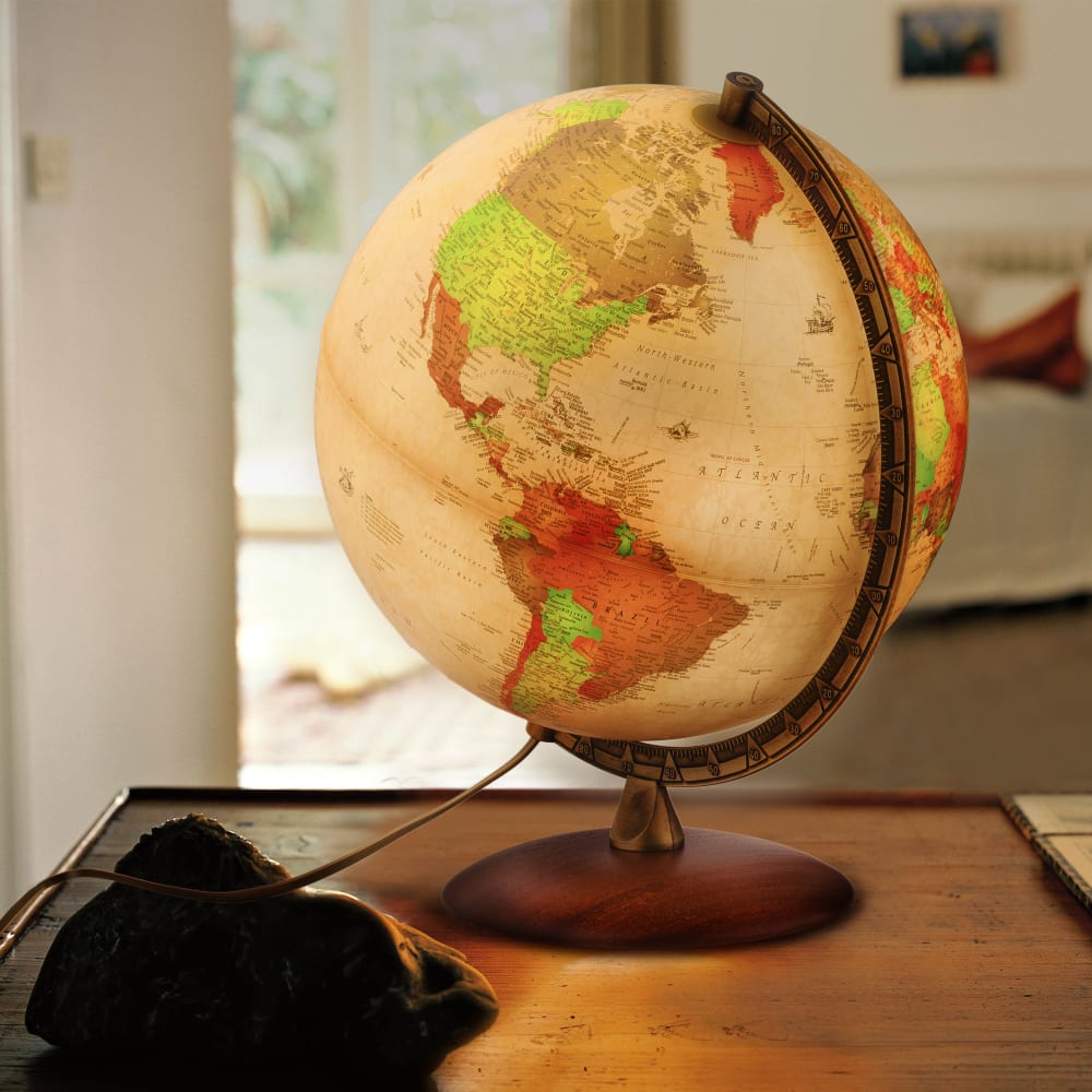 Mappamondo luminoso classico ø 30 cm antiquus - Modello Classico chic - Marrone - PVC - Cloruro di polivinile