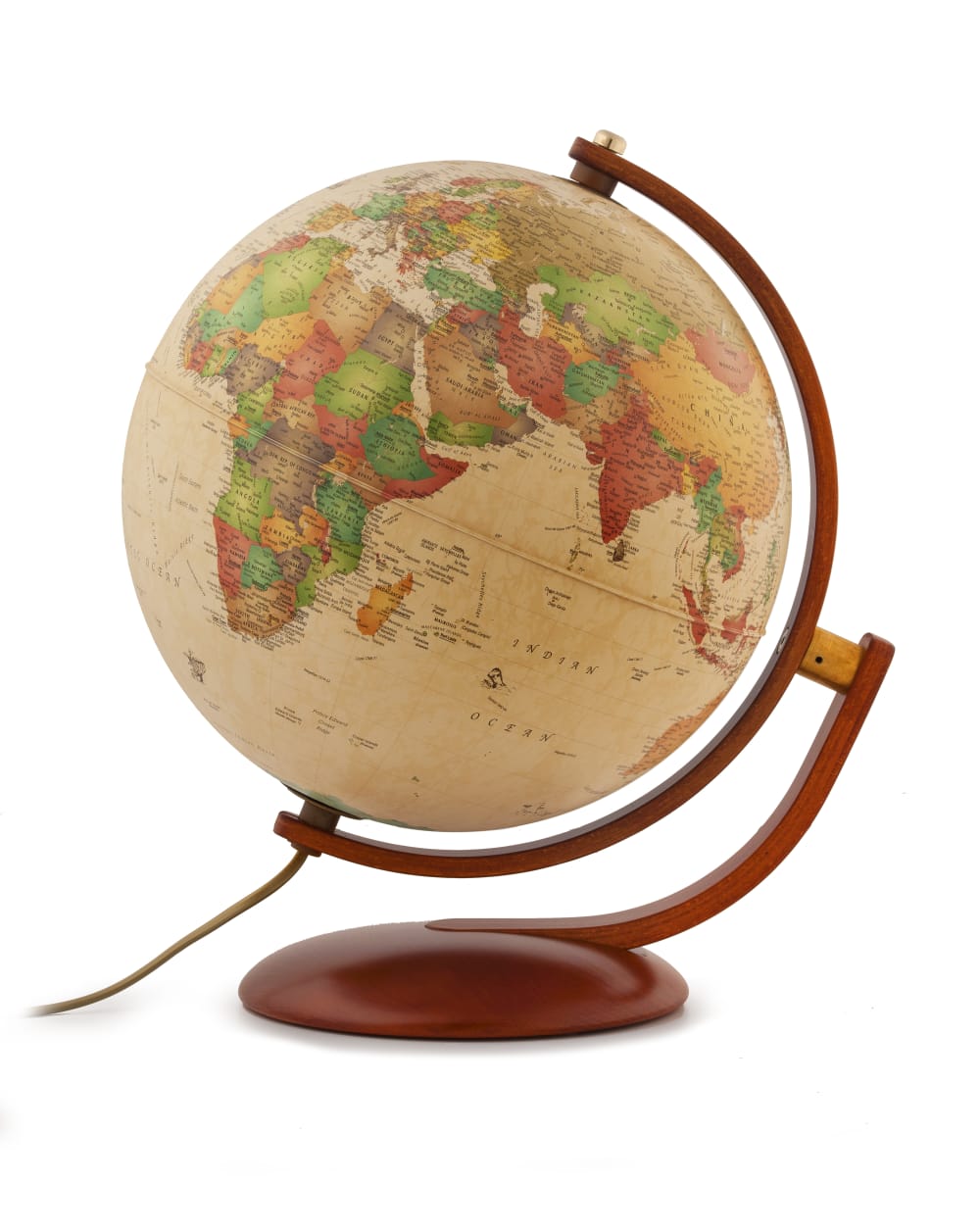 Nova Rico Globe terrestre 30 cm style antique lumineux textes en français style classique chic Marron Pvc - Poly Chlorure De Vinyle