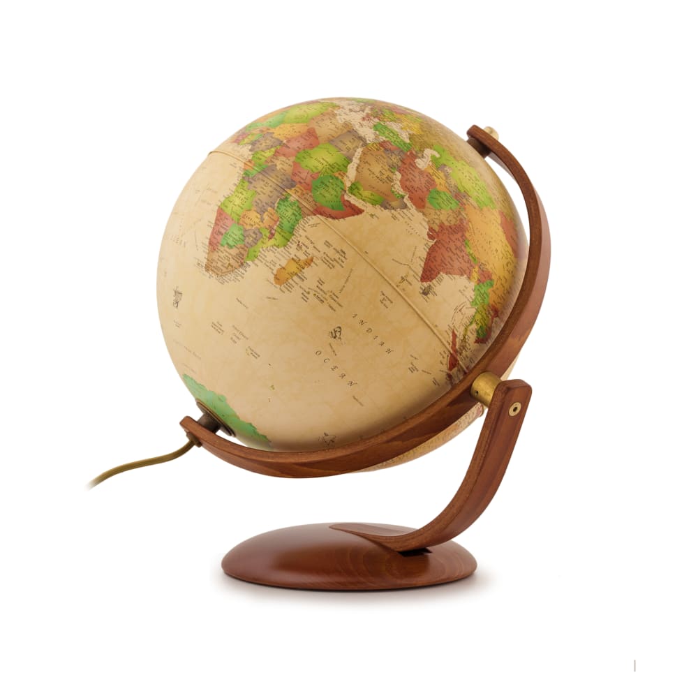 Globe terrestre 30 cm style antique lumineux textes en français - Maisons du Monde