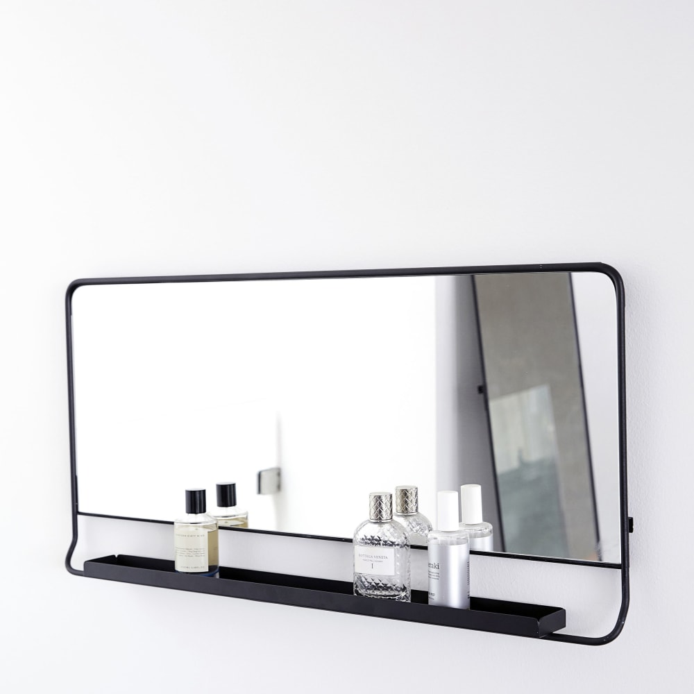 Spiegel mit Metallablage, schwarz - Maisons Du Monde