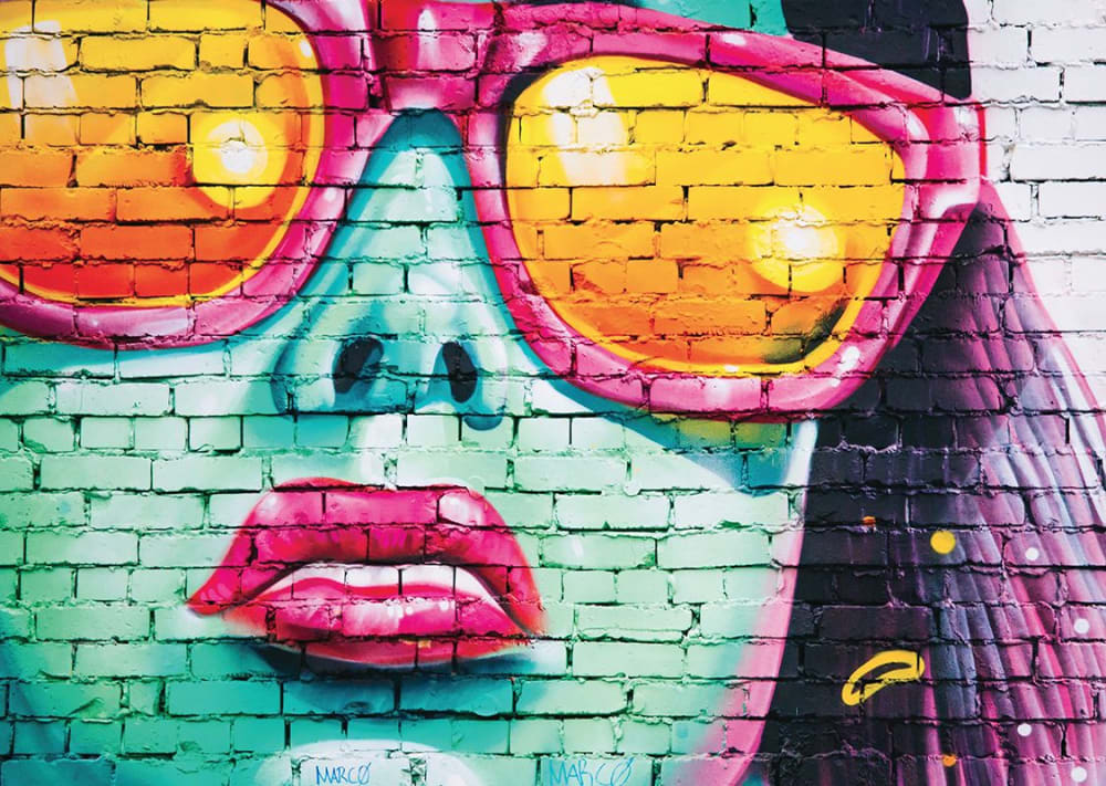 Tableau métal woman glasses 32x45