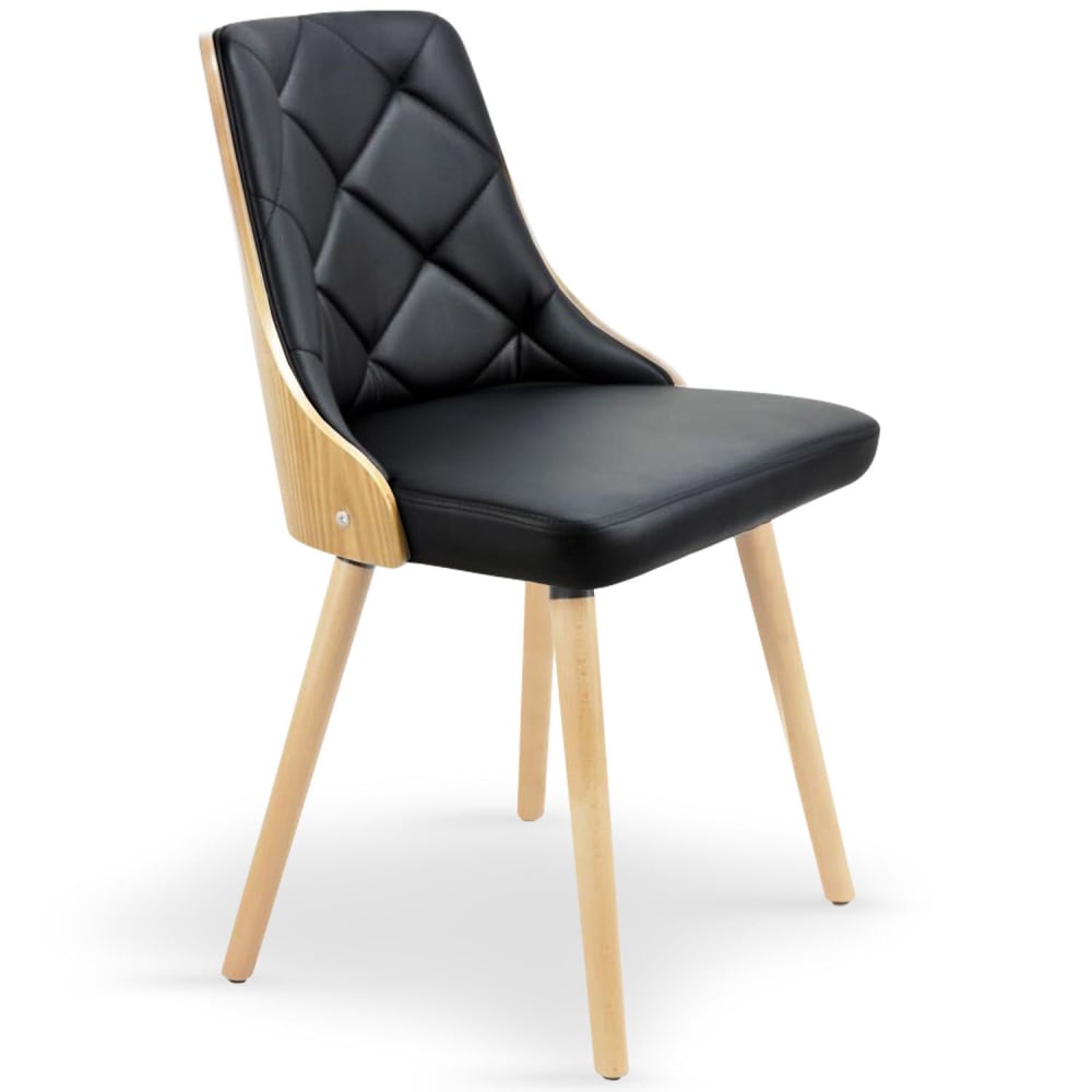 Lot de 2 chaises scandinaves chêne clair & noir - Maisons du Monde