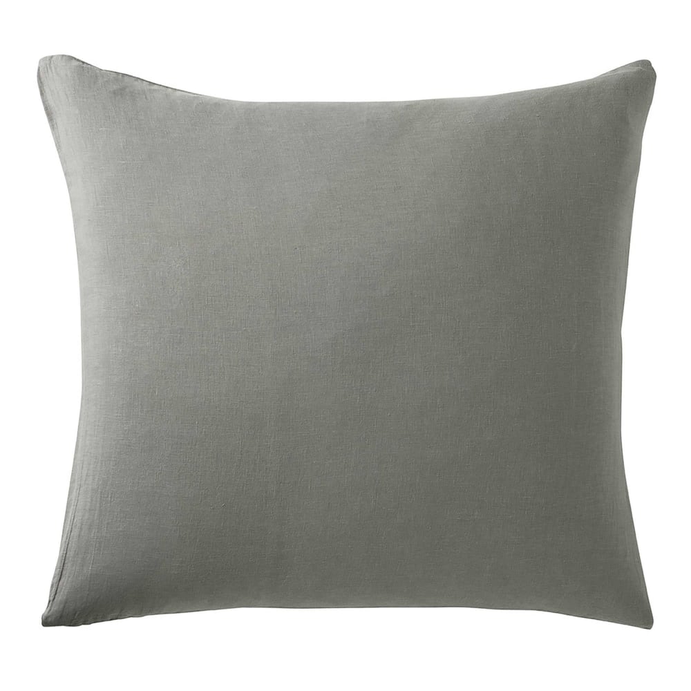 Funda de almohada lino lavado gris ratón 65 X 65 cm