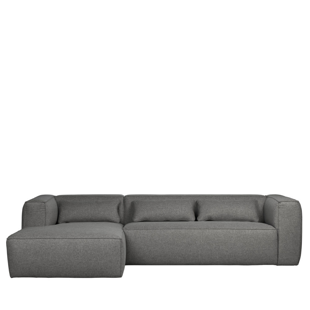 Canapé d'angle gauche 4 places en tissu style monobloc - Gris