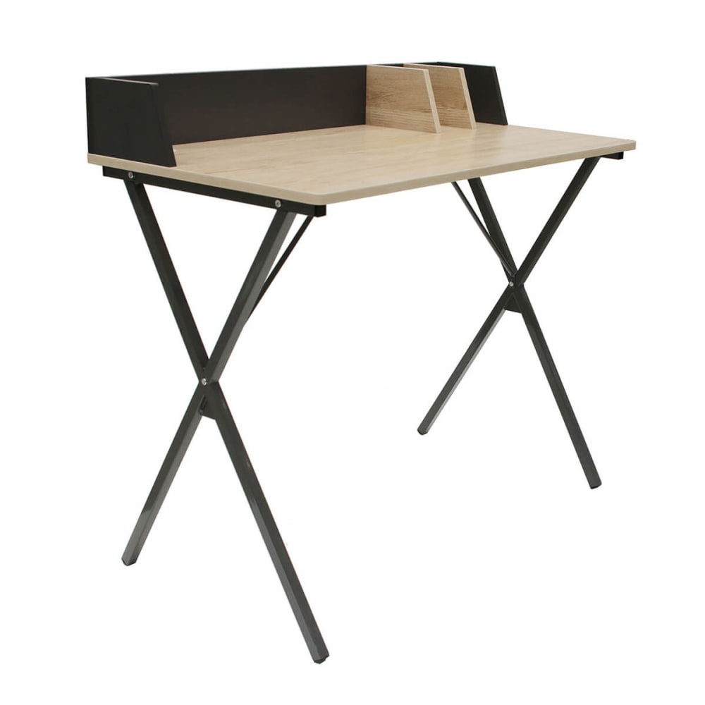 Bureau en bois et métal noir Bureau en bois et métal noir