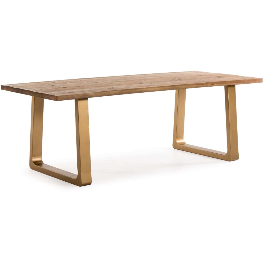 Thai Natura Table à dîner rectangulaire en bois armiñon style contemporain Beige Bois - 220x77x95cm