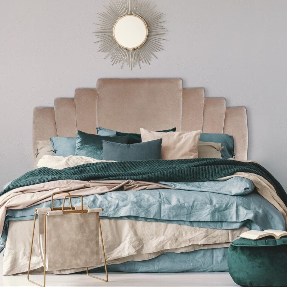 Tête de lit 180 cm velours taupe