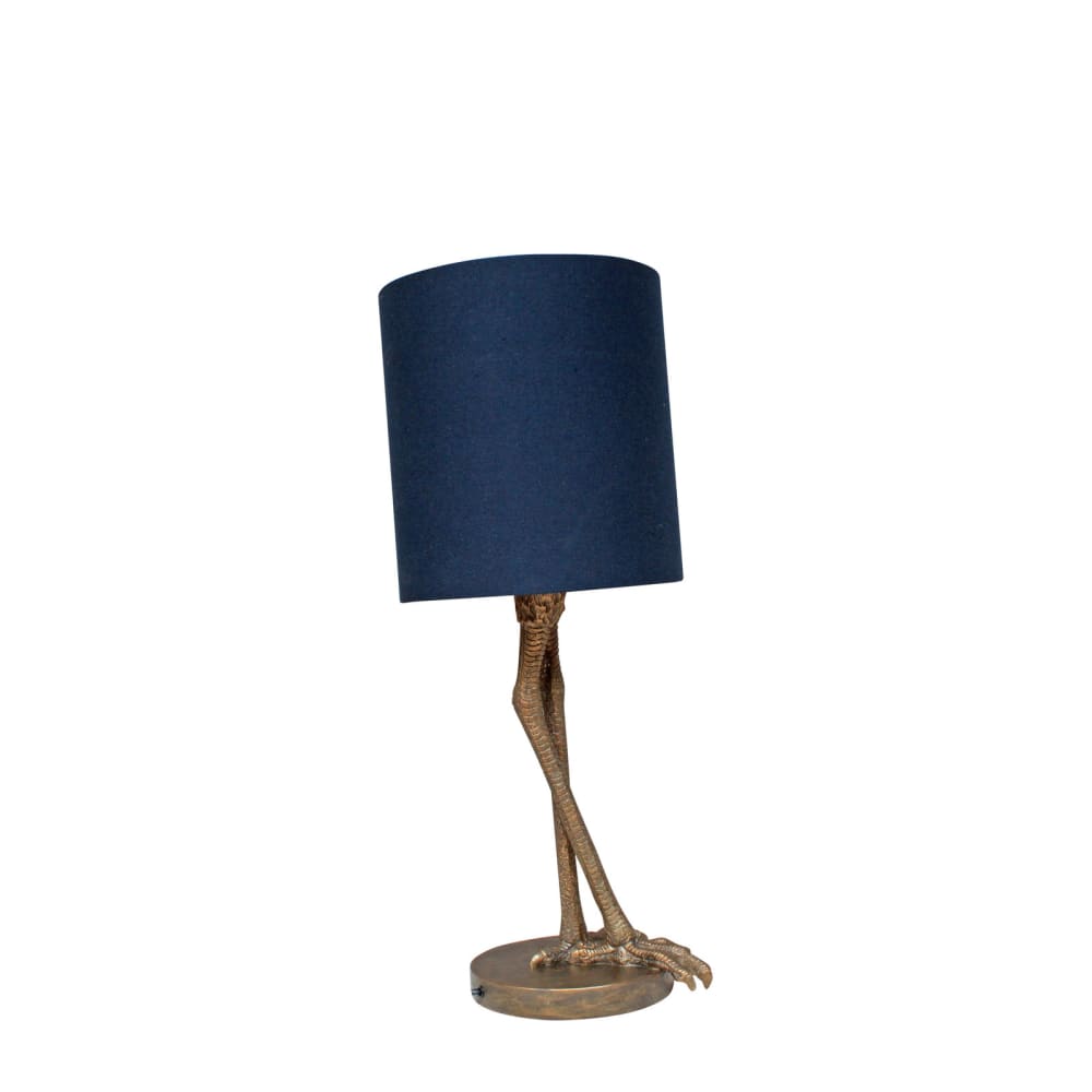 Chehoma Lampe à poser et son abat-jour bleu style inspirations d'ailleurs Doré Métal