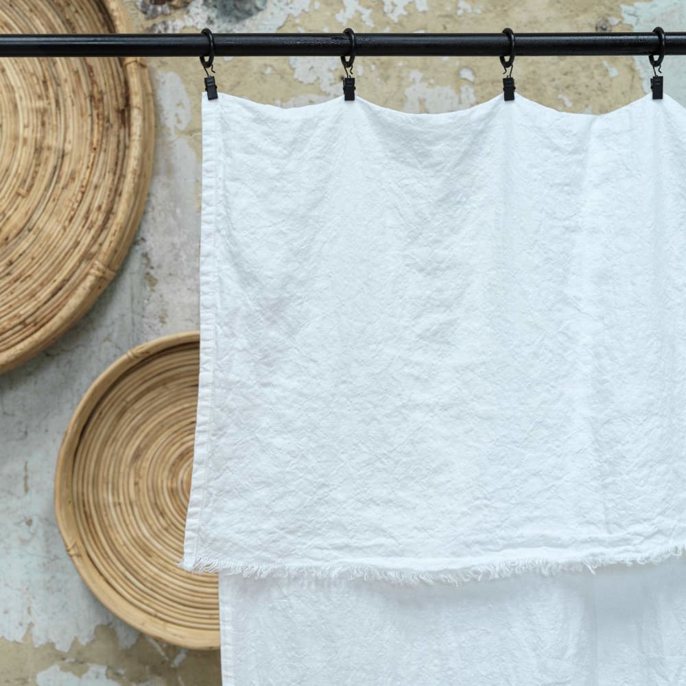 Rideau lin lavé Milk bords effilochés 137X290 CM - Maisons du Monde