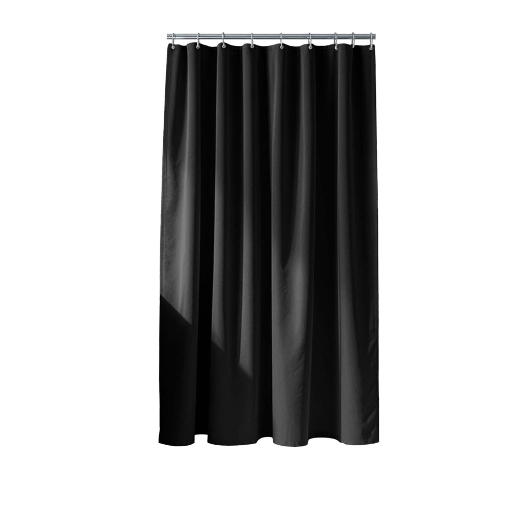 Rideau de douche uni avec crochets polyester noir 180 x 200